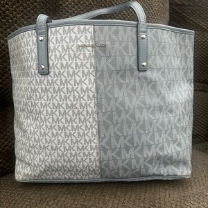 Michael Kors Blue and Gray Monogram Tote
